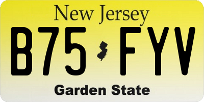 NJ license plate B75FYV
