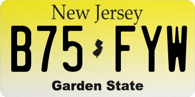 NJ license plate B75FYW