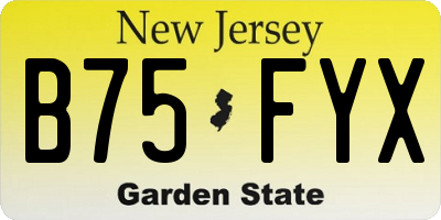 NJ license plate B75FYX
