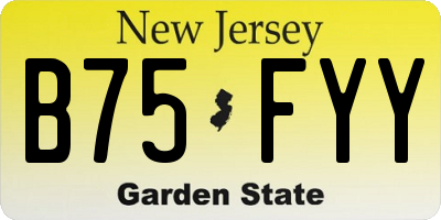 NJ license plate B75FYY