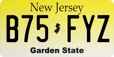 NJ license plate B75FYZ