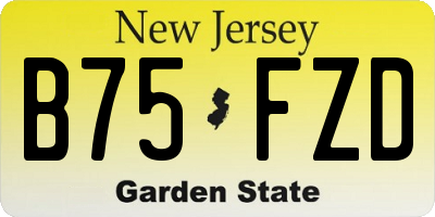 NJ license plate B75FZD