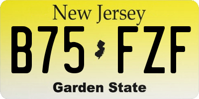 NJ license plate B75FZF