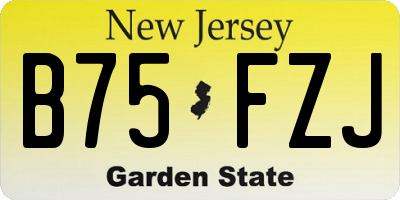 NJ license plate B75FZJ