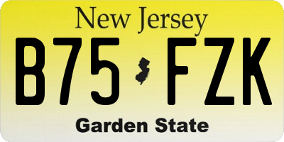 NJ license plate B75FZK