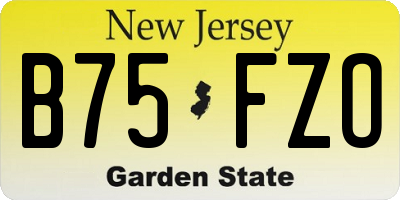 NJ license plate B75FZO