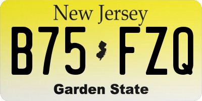 NJ license plate B75FZQ