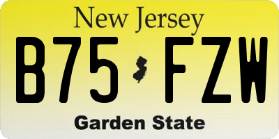 NJ license plate B75FZW