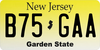 NJ license plate B75GAA
