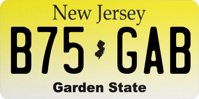NJ license plate B75GAB