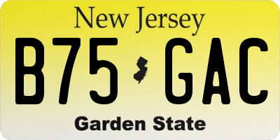NJ license plate B75GAC