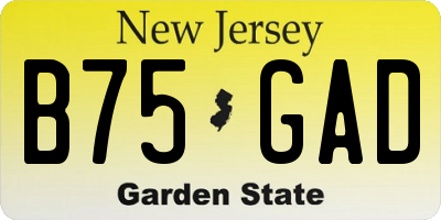 NJ license plate B75GAD