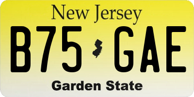 NJ license plate B75GAE