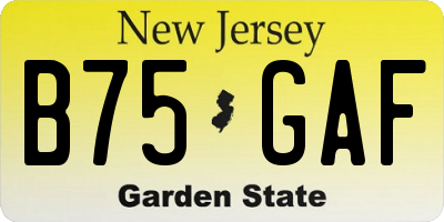 NJ license plate B75GAF