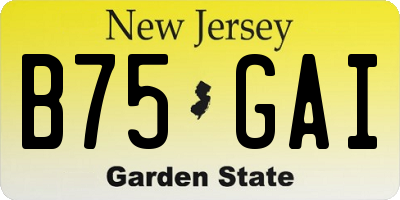 NJ license plate B75GAI