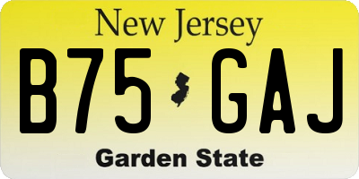 NJ license plate B75GAJ