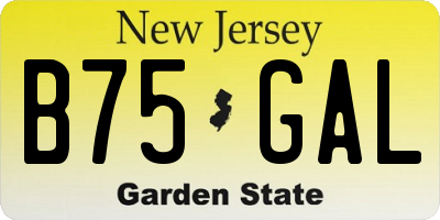 NJ license plate B75GAL