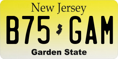 NJ license plate B75GAM