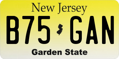 NJ license plate B75GAN