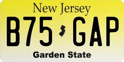 NJ license plate B75GAP
