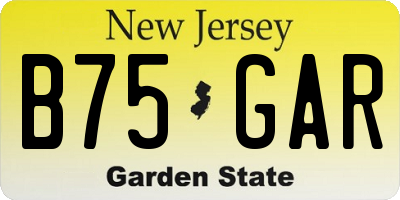 NJ license plate B75GAR