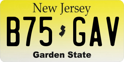 NJ license plate B75GAV