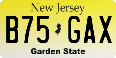 NJ license plate B75GAX