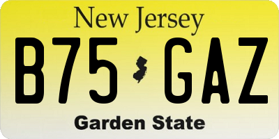 NJ license plate B75GAZ