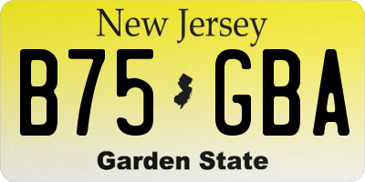 NJ license plate B75GBA