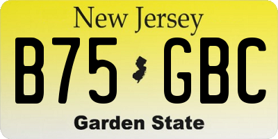 NJ license plate B75GBC