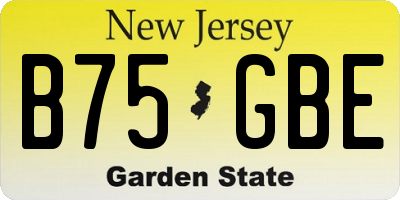 NJ license plate B75GBE