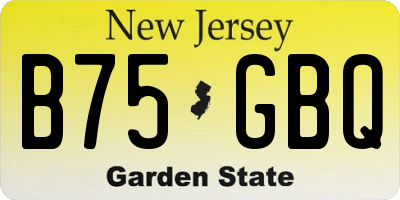 NJ license plate B75GBQ