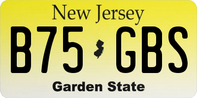 NJ license plate B75GBS