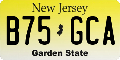 NJ license plate B75GCA