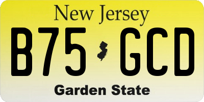 NJ license plate B75GCD