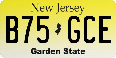 NJ license plate B75GCE