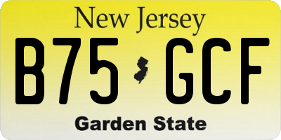 NJ license plate B75GCF