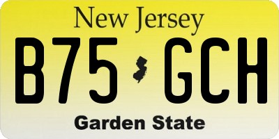 NJ license plate B75GCH