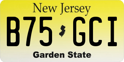 NJ license plate B75GCI