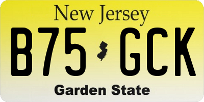 NJ license plate B75GCK
