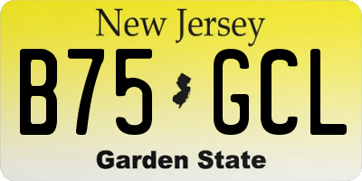 NJ license plate B75GCL