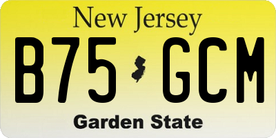 NJ license plate B75GCM