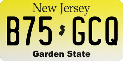 NJ license plate B75GCQ
