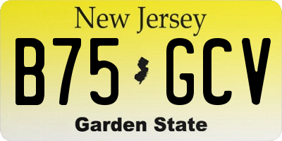 NJ license plate B75GCV