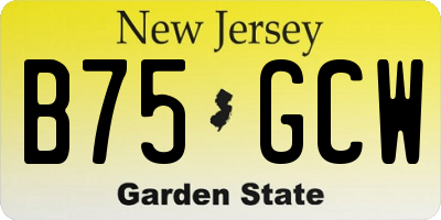 NJ license plate B75GCW