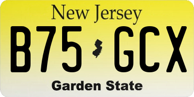 NJ license plate B75GCX