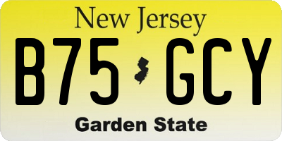 NJ license plate B75GCY