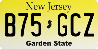 NJ license plate B75GCZ