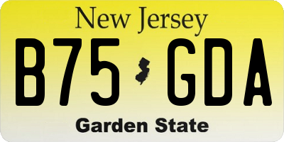 NJ license plate B75GDA