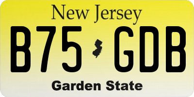 NJ license plate B75GDB